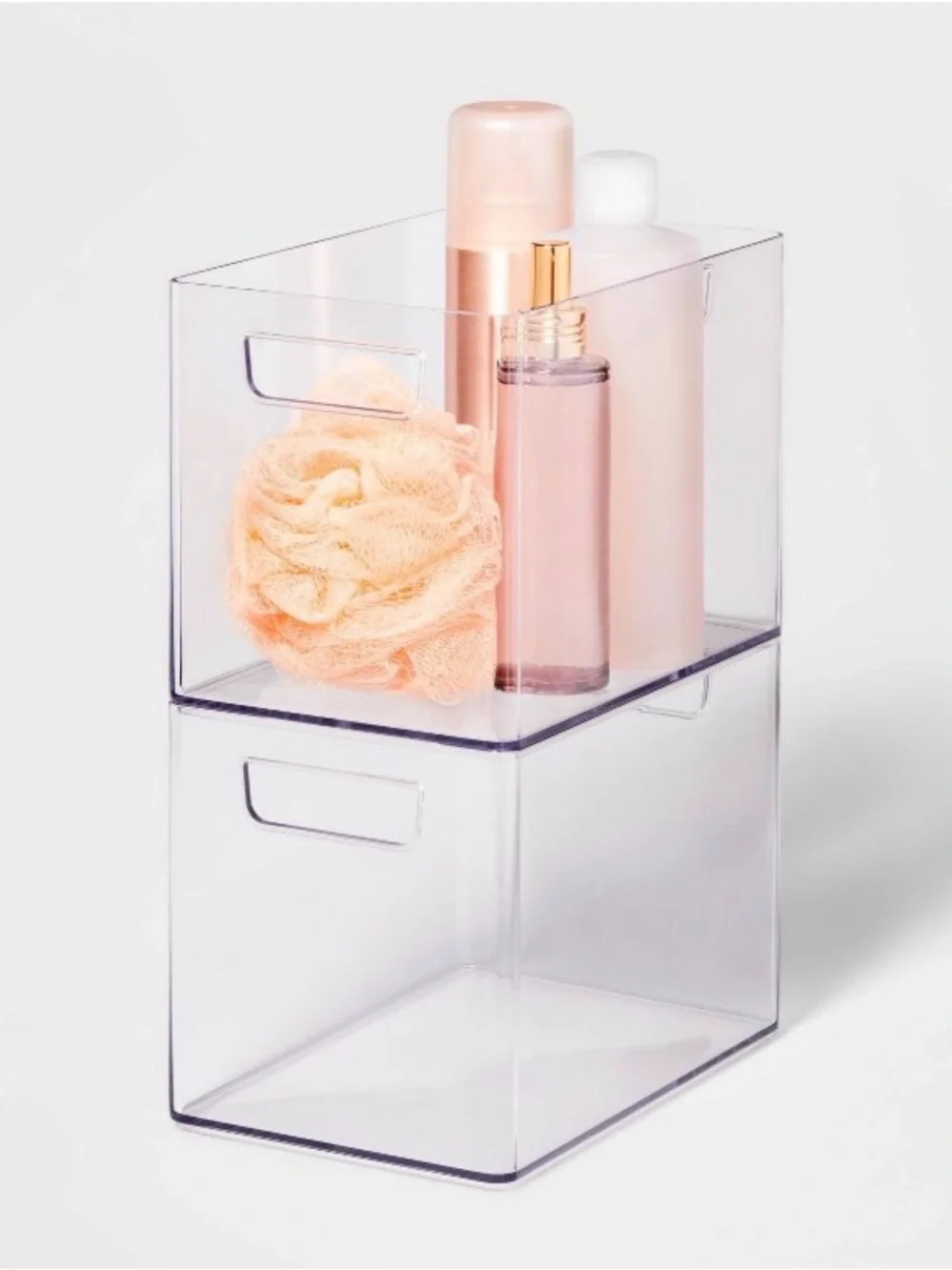 Brightroom | Medium Bathroom Organizer Clear Bin with Handle